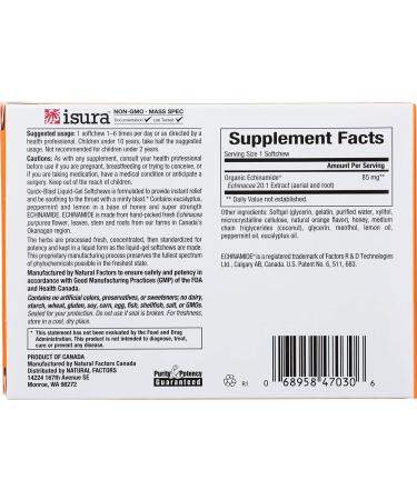 Natural Factors ECHINAMIDE Quick-Blast 30 Liquid-Gel Softchews - Immune Support - Buy Online on GoSupps.com