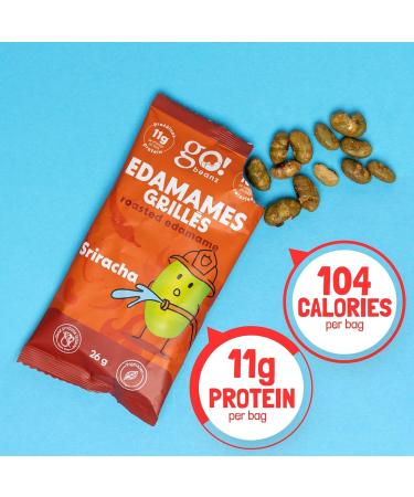 GoBeanz Crunchy Roasted Edamame Tasty Sriracha High Protein Healthy Snack For Adults & Kids 20 Single Serve Packs Low calorie Low Sugar Plant Based Salty Snacks Sriracha 26 g (Pack of 20) - Buy Online on GoSupps.com