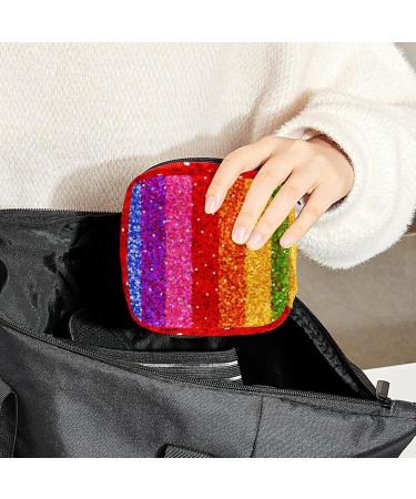 Women's Portable Period Kit - Rainbow Striped Storage Bag with Pockets | Feminine Products Organizer - Buy Online on GoSupps.com