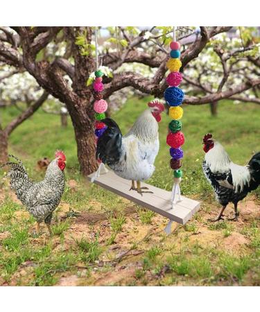 QIODAZOO Chicken Swing Perch Natural Wood Hanging Swing Toys for Chicken Coop/Birdcage Bird Swing Large for Hens Parakeets Macaw - Buy Online on GoSupps.com