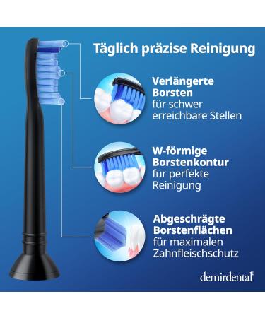 8er Demirdtal Medium Replacement Brush Heads for Philips Sonicare ProResults - Daily Precise Cleaning - HX6018B (Black) - Buy Online on GoSupps.com