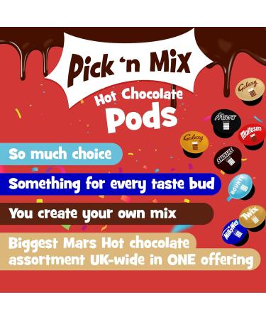 Caff luxe Hot Chocolate Pods - Dolce Gusto Machine Compatible Pod Set - Pick Any 4 Packs from 9 Flavours (Galaxy Twix Bounty Milky Way Maltesers Snickers Mars) - Chocolate Milk Capsules - Buy Online on GoSupps.com