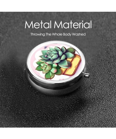 Cartoon Succulents Round Pill Box - 3 Compartment Travel Organizer for Pills - Buy Online on GoSupps.com