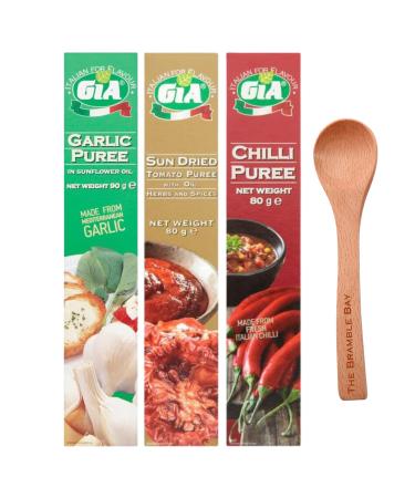 Garlic Puree 90g Tomato Puree 80g Chilli Puree 80g Wooden Spoon - Buy Online on GoSupps.com