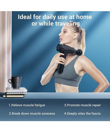 AERLANG Massage Gun - Portable Deep Tissue Massager for Back and Neck Muscle Relief | Quiet Brushless Motor, 20 Speeds, Digital Display | Includes 6 Massage Heads and Carrying Case - Black - Buy Online on GoSupps.com