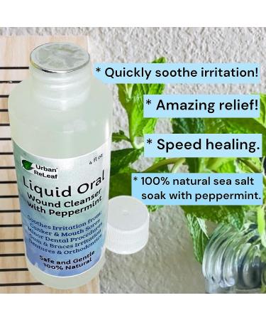 Urban ReLeaf Liquid Oral Wound Cleanser with Peppermint - Natural Sea Salt Soak for Dental Care | Soothe Irritation and Speed Healing for Braces, Mouth, Gum, Canker Sores, Orthodontics, and Dentures - Fresh Mint - Buy Online on GoSupps.com