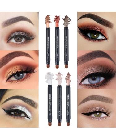 6 Colors Eyeshadow Stick Set 6 Colors Shimmer Glitter Pearl Eye-Shadow Stick Eyeshadow Crayon Shimmer Waterproof and Long-Lasting Eye Shadow Cream Stick for Smoky Eye Brightener Makeup - Buy Online on GoSupps.com