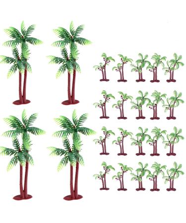 24 Pieces Palm Tree Green Coconut Tree Cupcake Topper Coconuts Cake Decorations Tree Coconuts Cupcake Topper Building Model Landscape(3.15 inch-20 Pieces 5.5 inch-4 Pieces)