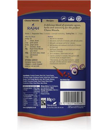 Rajah Chana Masala - Authentic Indian Chickpea Curry Spice Blend (80g) - Buy Online on GoSupps.com