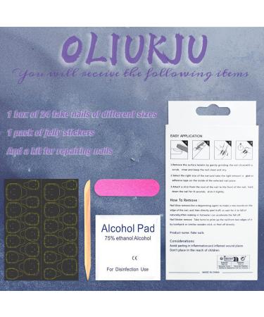 OLIUKJU French Tips Press on Toenails - Black and Nude Square Fake Nails with Flower Design - 24Pcs - Buy Online on GoSupps.com