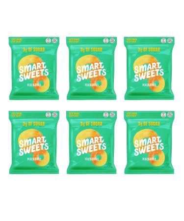 Smart Sweets Peach Rings  Sour Candy with Low Sugar (3g)  Low Calorie (100)  No Artificial Sweeteners  Vegan  Plant-Based  Gluten-Free  Non-GMO  Healthy Snack for Kids & Adults  1.8 Oz(Pack of 6) 1.8 Ounce (Pack of 6) - Buy Online on GoSupps.com