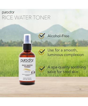 PURA D'OR Rice Water Facial Toner 3.3 Oz - Brightening Hydrating Soothing - Alcohol-Free & Travel Size for Radiant Skin - Buy Online on GoSupps.com