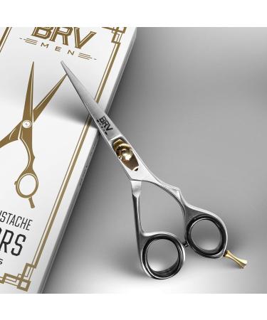 BRV MEN 14cm German Steel Hammer Forged Beard & Mustache Scissors - 100% Stainless Steel - Razor Sharp Trimming Shears (Right Handed, Silver) - Buy Online on GoSupps.com