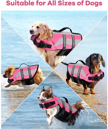 Petbank Life Jacket for Dogs - Adjustable Swimming Vest with Reflector Stripes - Buoyant Dog Protection Suit for Small Medium & Large Dogs - XL Pink - Buy Online on GoSupps.com