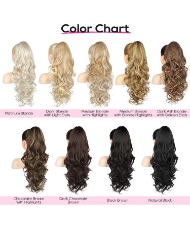 REECHO 24" Ponytail Extension - Claw Clip In Long Curly Wavy Ponytail for Women - Medium Blonde with Highlights - Buy Online on GoSupps.com