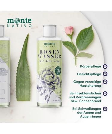 Rose Water with Aloe Vera 2x200ml | Natural Facial Care & Cleaning | Anti-Pimple Skin Care | 400ml Rosenwasser for Glowing Skin - Buy Online on GoSupps.com