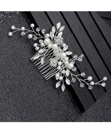 Elegant Wedding Hair Comb with White Opal Rhinestones & Crystals | Bridal Jewelry for Women & Girls - Buy Online on GoSupps.com