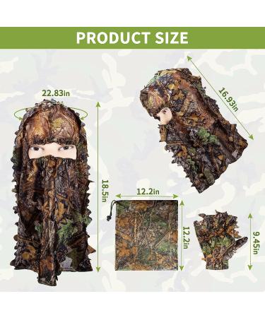 Leafy Ghillie Suit for Kids and Adults | 3D Camo Hunting Gear with Clothes, Gloves, Face Mask, and Bag | Lightweight Jungle and Halloween Camouflage Suit (M&L) - Buy Online on GoSupps.com
