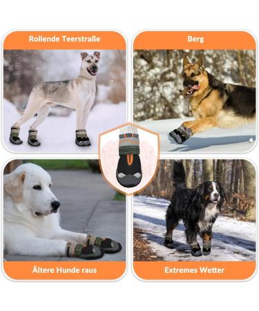 Slowton Dog Shoes - Waterproof Non-Slip Boots for Small & Medium Dogs | Reflective Velcro Fastener | Paw Protection for Winter | 4 Pieces Size 3 (Black) - Buy Online on GoSupps.com