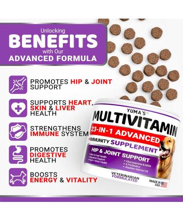 Dog Multivitamin Chews - 23-in-1 Dog Vitamins - Immune Support Glucosamine Cranberry Salmon Oil - Vet-Formulated - Made in USA - Buy Online on GoSupps.com
