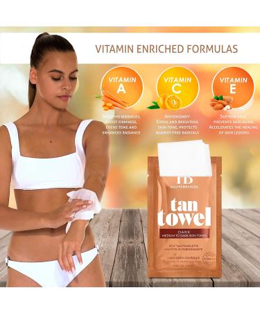 Dark Skin Tan Towels - Half-Body 10 Pack for Flawless Self Tanning - Streak-Free Sunless Tanning Wipes - Buy Online on GoSupps.com