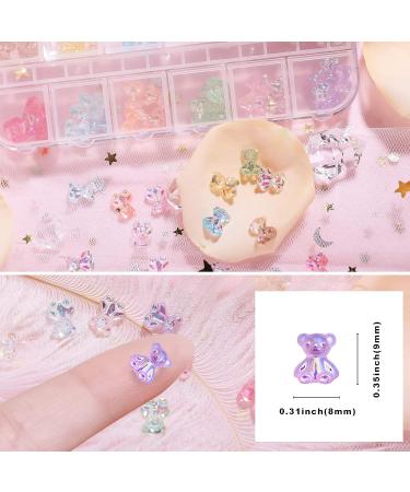 60PCS 3D Cute Bear Resin Nail Art Decorations | Crystal Aurora Gummy Bear Rhinestones for Manicure | Nail Glitter Jelly Ornaments and Jewelry - Buy Online on GoSupps.com