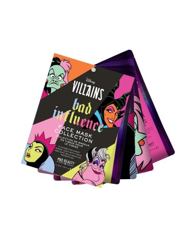 MAD BEAUTY Disney Villains Evil Queen Cruella Maleficent Ursula Four Sheet Face Mask Set Brightens & Hydrates Skin UV Protection