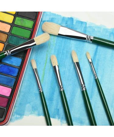 6pc Filbert Paint Brush Set - 100% Natural Chungking Hog Hair for Oil, Acrylic, Watercolor Painting - Buy Online on GoSupps.com