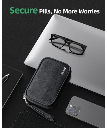 PULIV Weekly Pill Organizer - 7 Day Portable Pill Box with Stylish Bag 28 Compartments for Vitamins & Supplements - Ideal for Men - Buy Online on GoSupps.com