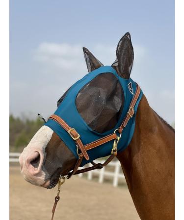 TGW Super Comfort Riding Horse Fly Mask - Elasticity & Ears - Dark Green (L) | Premium Quality for Horse Lovers - Buy Online on GoSupps.com