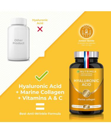 Hyaluronic Acid & Marine Collagen Capsules - Anti-Wrinkle & Anti-Aging Formula with Vitamins A & C - Plant-Based - French Expertise - Buy Online on GoSupps.com
