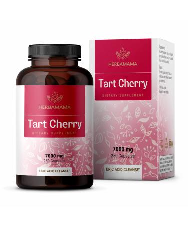 HERBAMAMA Tart Cherry Extract Capsules - Tart Cherry Extract Supplement -Nutritional Tart Cherry Capsules - Non-GMO 7000 mg, 250 Caps