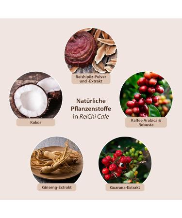 Reichi Cafe 400g - Exotic Vegan Coffee with Reishi Ginseng & Coconut | 80 Cups of Caffeine from Guarana | Magnesium & B12 for Energy | No Additives - Buy Online on GoSupps.com