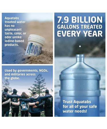Aquatabs 397mg Water Purification Tablets (100 Pack) for Camping, Boating, Emergencies. Easy-to-Use Water Treatment for Survival, RVs, and Marine-Use - Buy Online on GoSupps.com