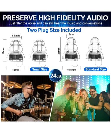 High Fidelity Concert Ear Plugs - Reusable Musicians Earplugs for Festivals DJs & Nightclubs - 24dB Noise Reduction (2 Pairs) - Black - Buy Online on GoSupps.com
