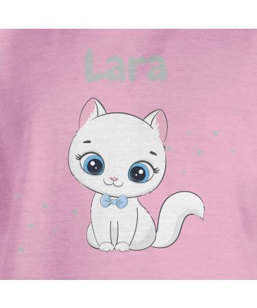 Personalized Gift for Girls - Cute Cat T-Shirt by Shirtracer | Custom Name Design - Pink 164 - Buy Online on GoSupps.com