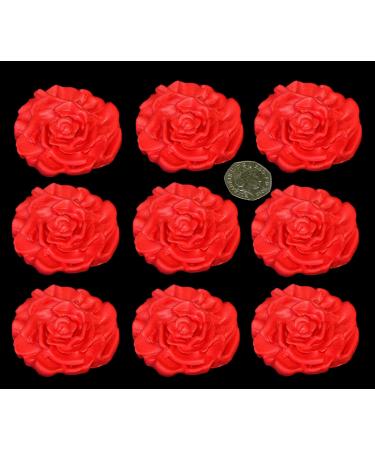 9 x Edible 3D 60mm Icing Red Roses 20 colours toppers decorations cake (Red) - Buy Online on GoSupps.com