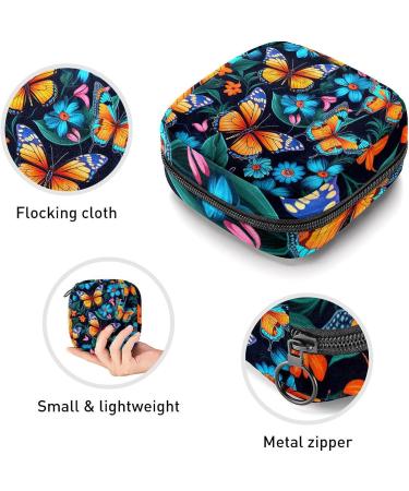 Anna Cowper Blue Flower Butterfly Sanitary Napkin Storage Bag Feminine Menstrual Cup Pouches Nursing Pad Holder Tampon Bags Portable Period Bag for Women Teen Girls 1Pcs Multi-colored 3 - Buy Online on GoSupps.com