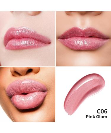 Oulac Lip Gloss - 3D Shiny Liquid Lipstick with Rose Damascena Extract | Moisturizing Glitter Lip Care for Dry Lips - Cool Pink (C06) - 4.5ml - Buy Online on GoSupps.com
