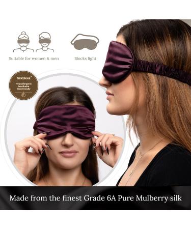 SILKSLEEK 22 Momme Pure Mulberry Silk Sleeping Eye Mask - Soft & Comfortable Blackout Mask in Burgundy Gift Box - Buy Online on GoSupps.com