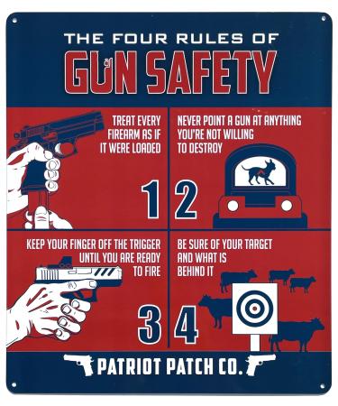 Patriot Patch Co - Four Rules of Gun Safety - Shooting Range Sign - Firearms Safety