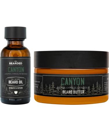 Live Bearded: Beard Oil and Beard Butter Grooming Kit - Canyon - All-Natural Ingredients with Shea Butter, Argan Oil, Jojoba Oil and More - Beard Growth Support - Made in the USA