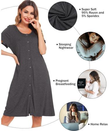 Lovasy Women's Soft Nightdresses - Maternity & Nursing Nighties with Pockets - Buy Online on GoSupps.com