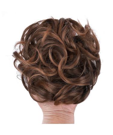 ELAINE Messy Tousled Wavy Curly Hair Buns Ponytail Extension - Dark Brown Tip Light Auburn - Buy Online on GoSupps.com