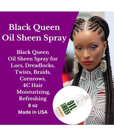 Black Queen Hair Oil Sheen Spray for Locs Dreadlocks Twists Braids Cornrows 4C Hair - Moisturizing Refreshing - Made in the USA (pack of 2 2 oz) - Buy Online on GoSupps.com