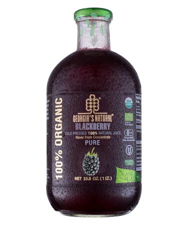 GEORGIA'S NATURAL Blackberry Juice 33.81oz Organic Cold-Pressed Juice from Fresh Blackberries Natural and Pure Zero-Sugar Fruit Juice No Added Water Preservatives Colorants 1-Pack Blackberry 33.8 Fl Oz (Pack of 1)