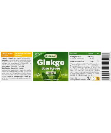 Greenfood Ginkgo biloba 400 mg leaf extract high dose 120 capsules. Vegan. - Buy Online on GoSupps.com
