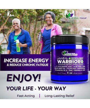 Herbal Mana Inner Warrior 5000mg Hemp & 99.9% Pure DMSO Cream - Muscle Relaxer Balm with Nerve Calming & Sleep Aid Properties - Organic Lavender & Rose Oil - 4 Ounce - Buy Online on GoSupps.com