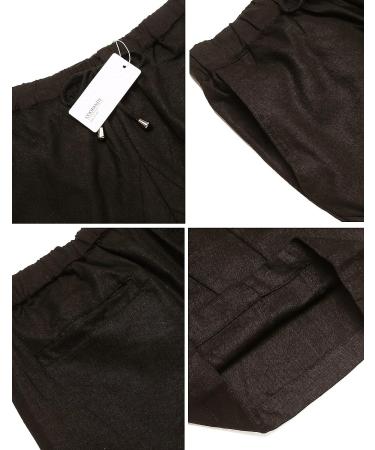 COOFANDY Men Cotton Linen Capri Pants - Drawstring Baggy Harem Yoga Beach Pants, Dark Brown - Buy Online on GoSupps.com
