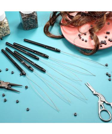 10 Pieces Hair Extension Loop Needle Threader Pulling Hook Tool Set - Black Bead Device for Hair & Feather Extensions - Buy Online on GoSupps.com